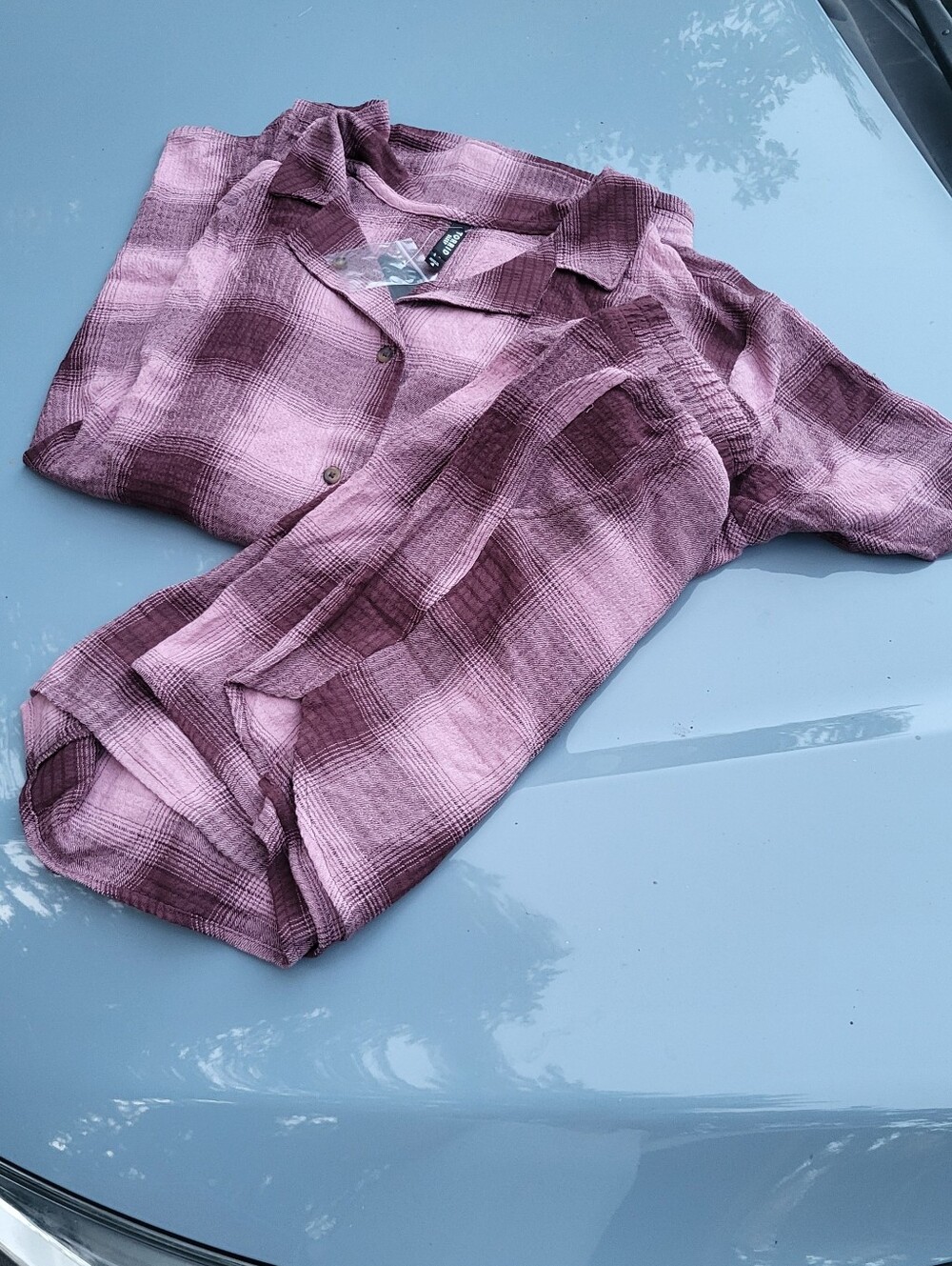 TORRID Womens Button Short Sleeve Shirt Plaid Purple Pink With Sleep Shorts 4x - Picture 6 of 7